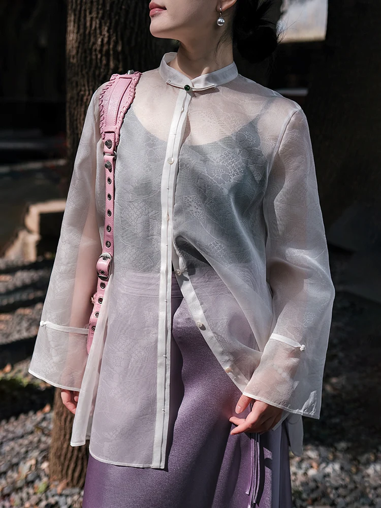 

Шелковая органза, многослойная, белая, в китайском национальном стиле, сказочная, летняя, 2025, женская, свободного кроя, с длинными рукавами, средней длины