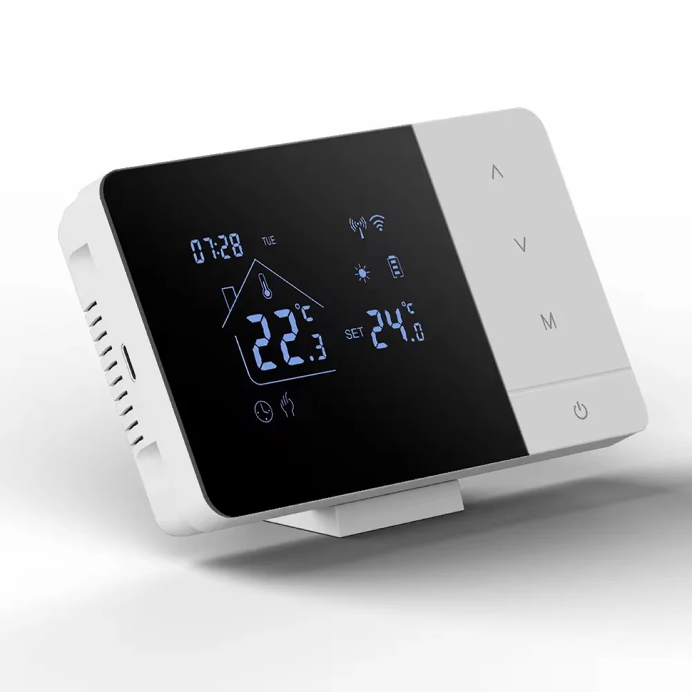 Black White Smart Heating Thermostat With Voice Activation Smart Thermostat Accuracy 1 C Night Mode Seasonal Adaptability