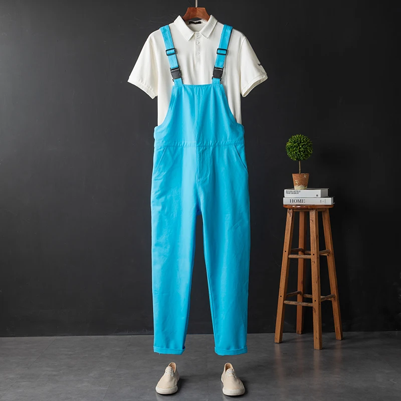 

Spring Summer Candy Color Casual Tea Milk Cake Shop Workwear Pants Men's Loose Unisex Youthful Strap Pants Trendy Straight Leg