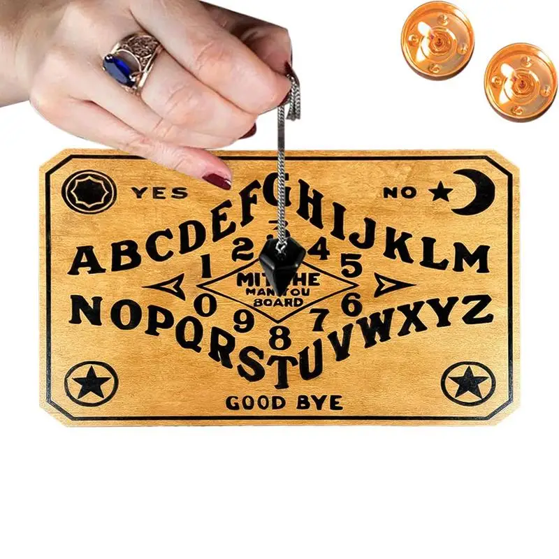 Pendulum Dowsing Divination Board Wooden Pendulum & Carven Boards Metaphysical Message Ouija Board Funny Talking Spirit Board