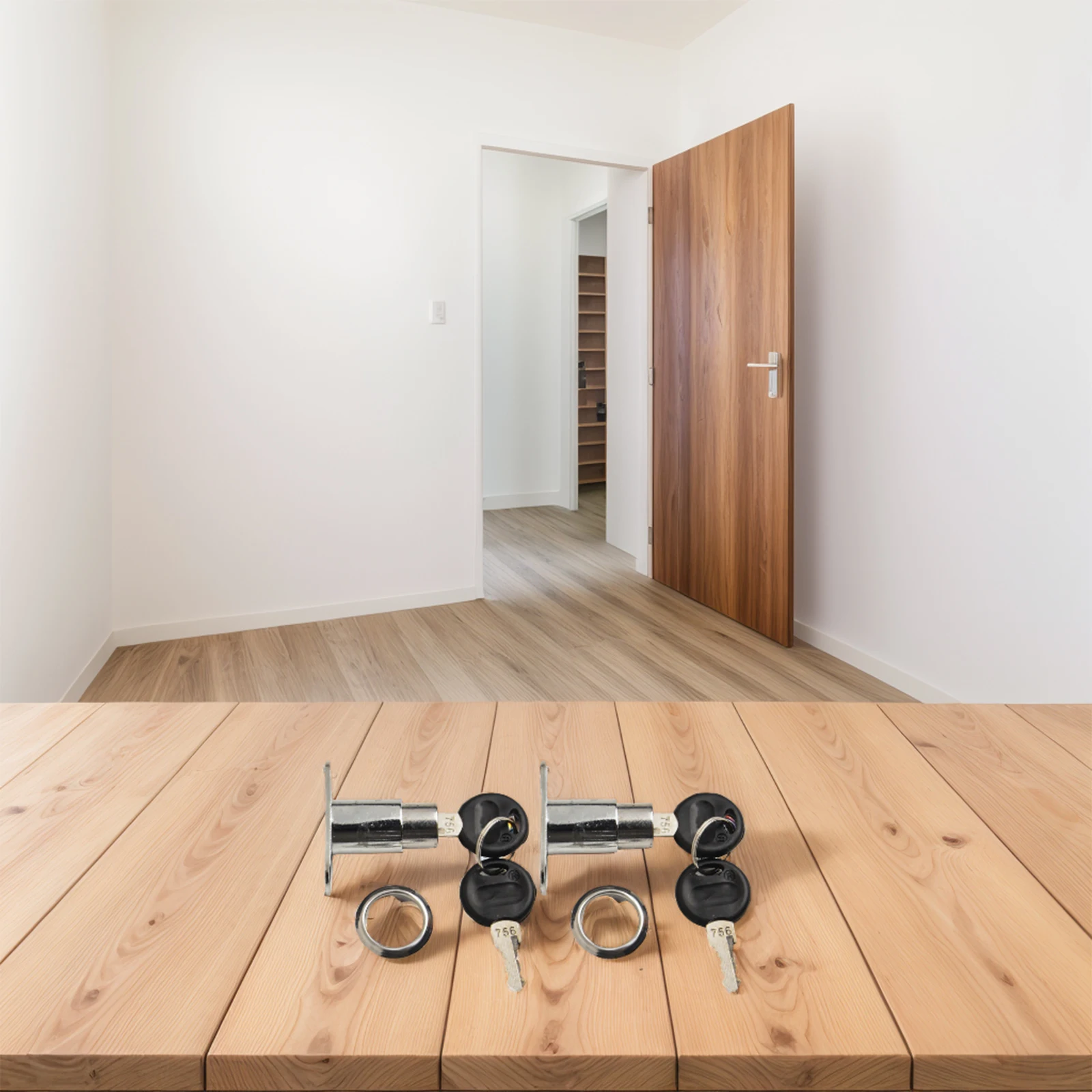 Push Plunger Lock Set of 2 for Cabinets Keyed Different with Cylinder Zinc Alloy Chrome Finish for Reliable and Secure Locking