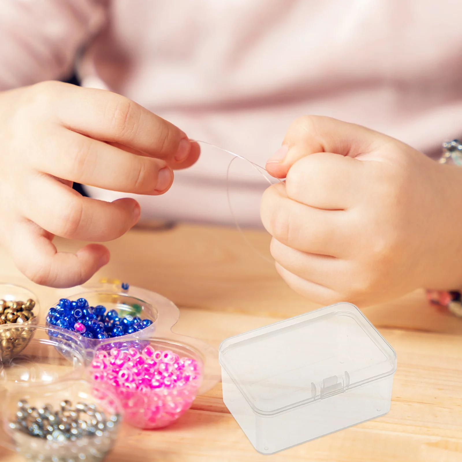 

Mini Transparent Jewelry Storage Box With Hinged Lid Beads Organizer Practical Dust-Proof Small Earring Case Multi-Function Bin