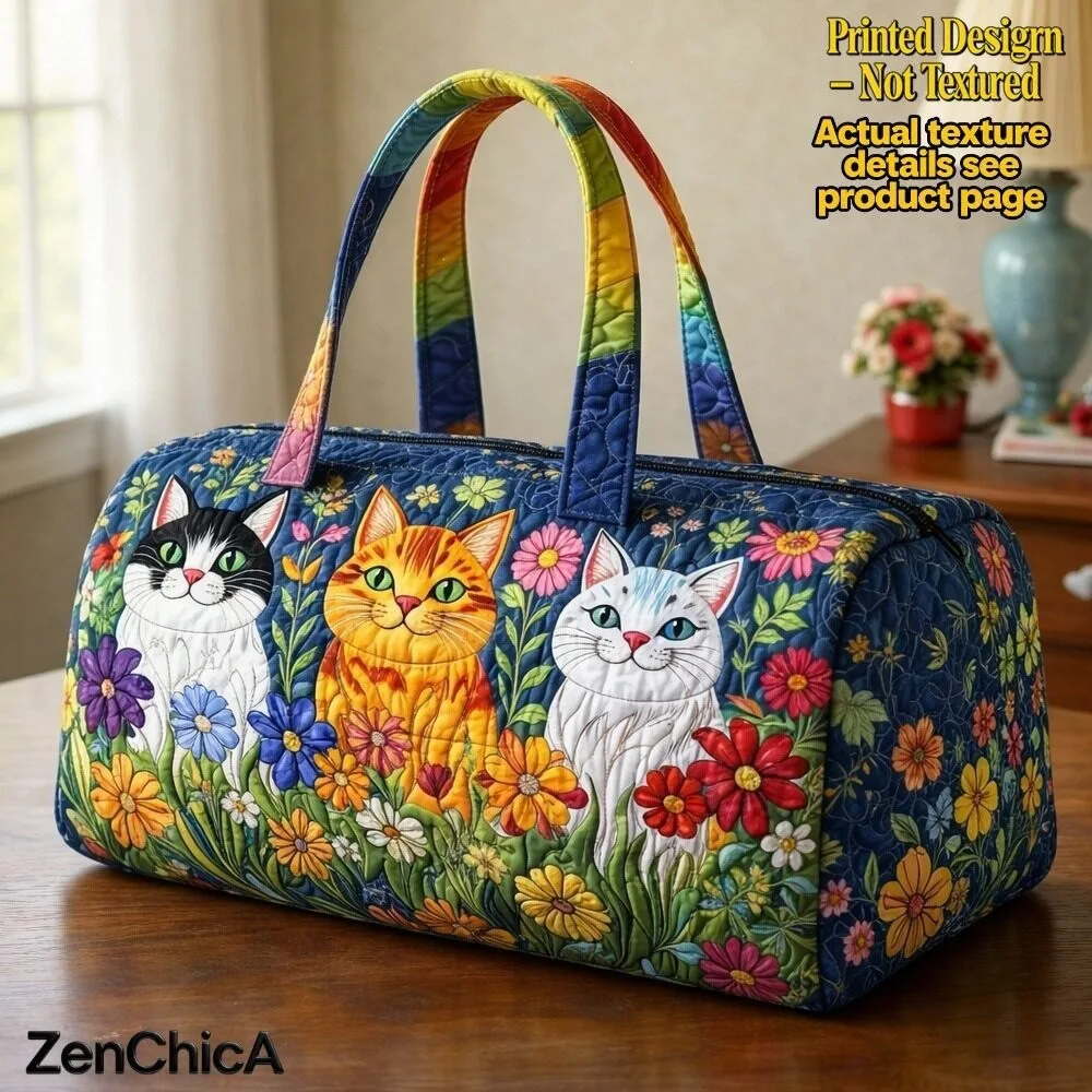 

2026 New cat and dog pattern luggage bag, large capacity 3D quilted craft travel luggage bag, handbag, short-distance handbag