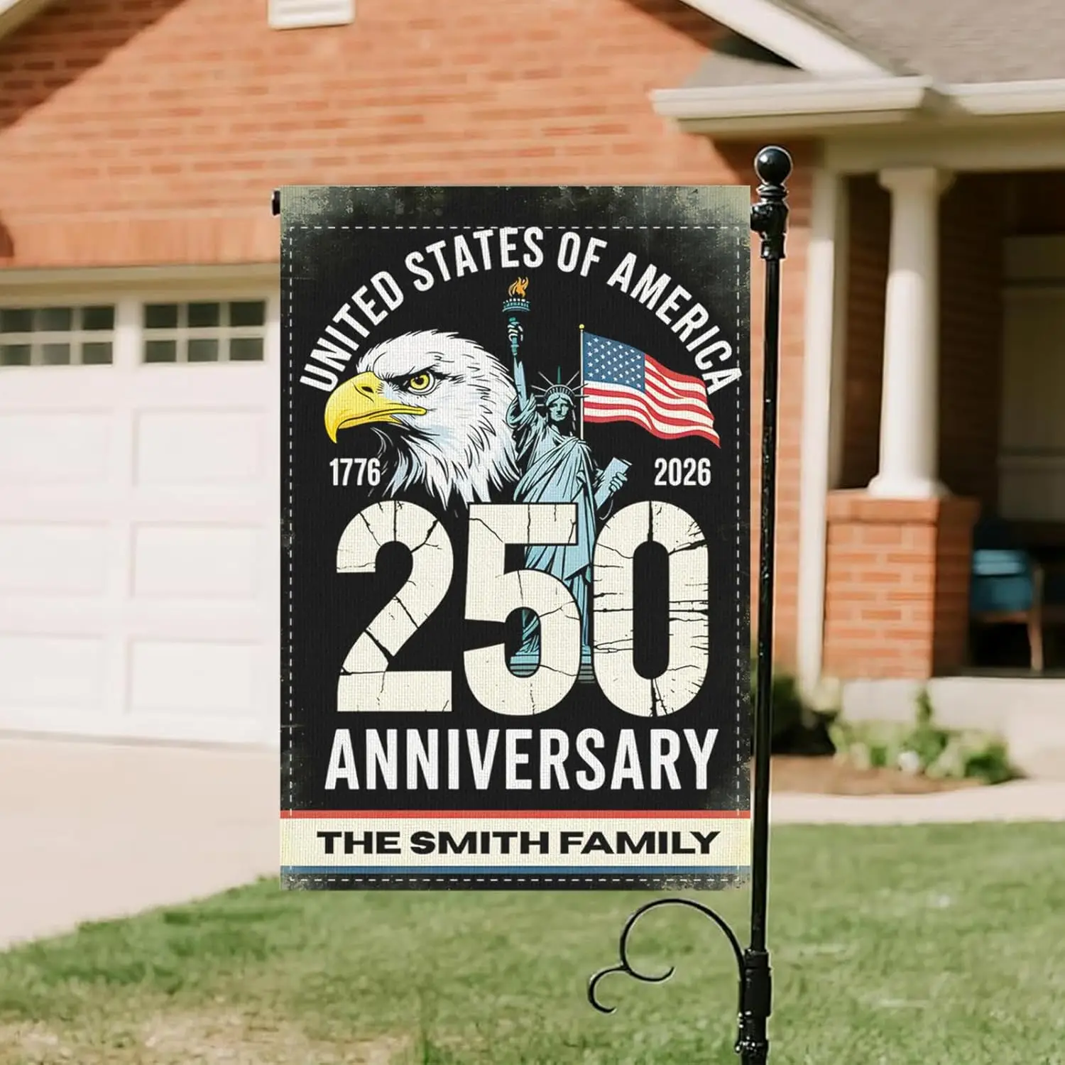 250th Anniversary Garden Flag 1776-2026, Personalized American Patriotic Flag Eagle Double Sided Yard Flags for 4th of July, MMZ