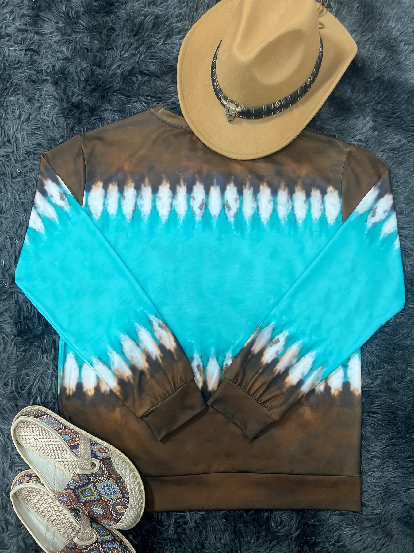 レディース ウエスタン エスニック プリント 薄手 スウェットシャツ レトロ 幾何学模様 ラウンドネック 長袖 トップス