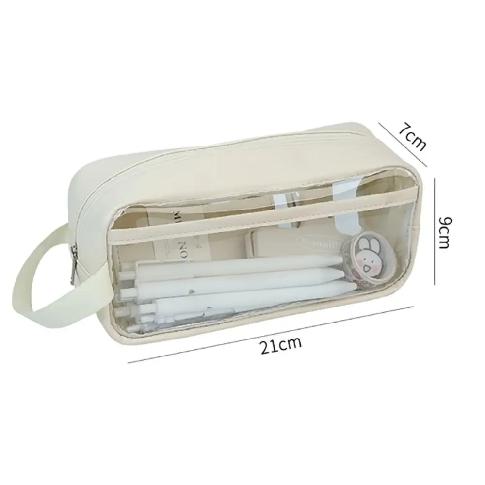 New Transparent Pen Bag Large Capacity Multi-functional Pencil Case Handheld Pen Pouch Students