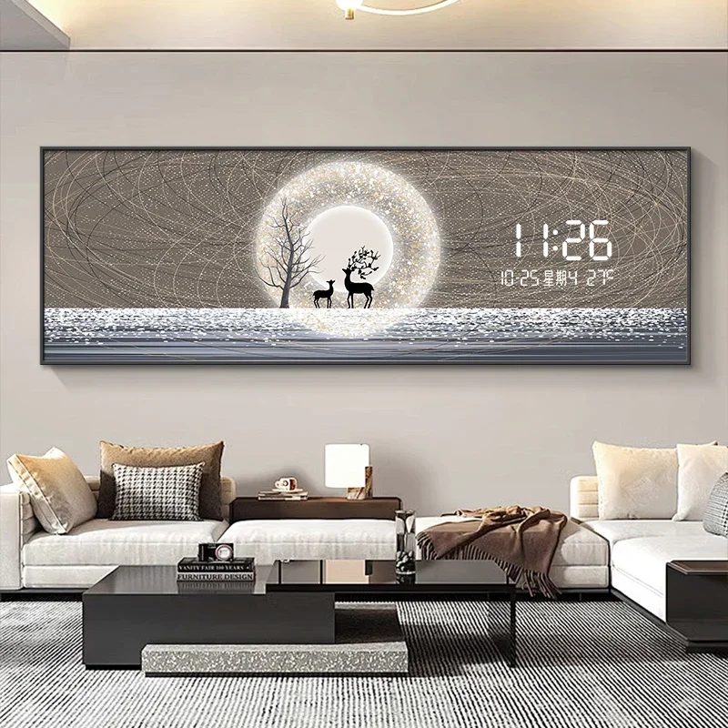 

Home Wall Clock Living Room Decorative Painting Digital Display Electronic Clock Home Decor Items Watches Digital Wall Clocks