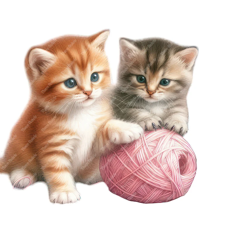 3 개의 라텔 귀여운 고양이 실 공 놀이용 만화 동물 스티커, 홈 데코, 자동차 데칼