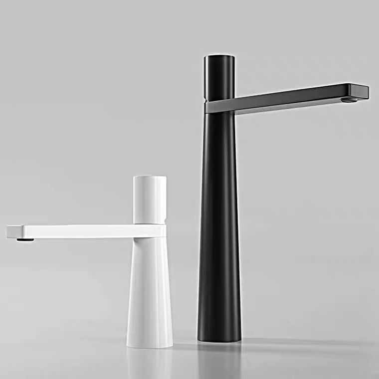 

All-copper simple single-hole white basin faucet, bathroom face wash table, hot and cold faucet