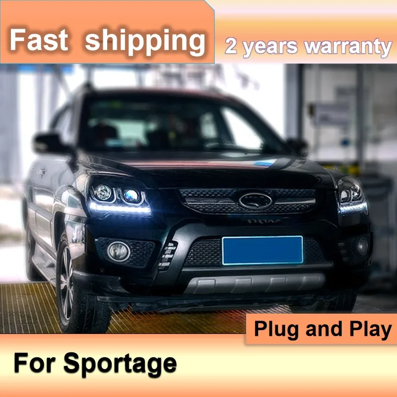 

Автомобильные аксессуары для Kia Sportage, фара 2007-2013, фара Sportage, DRL, указатель поворота, ближний свет, линза проектора