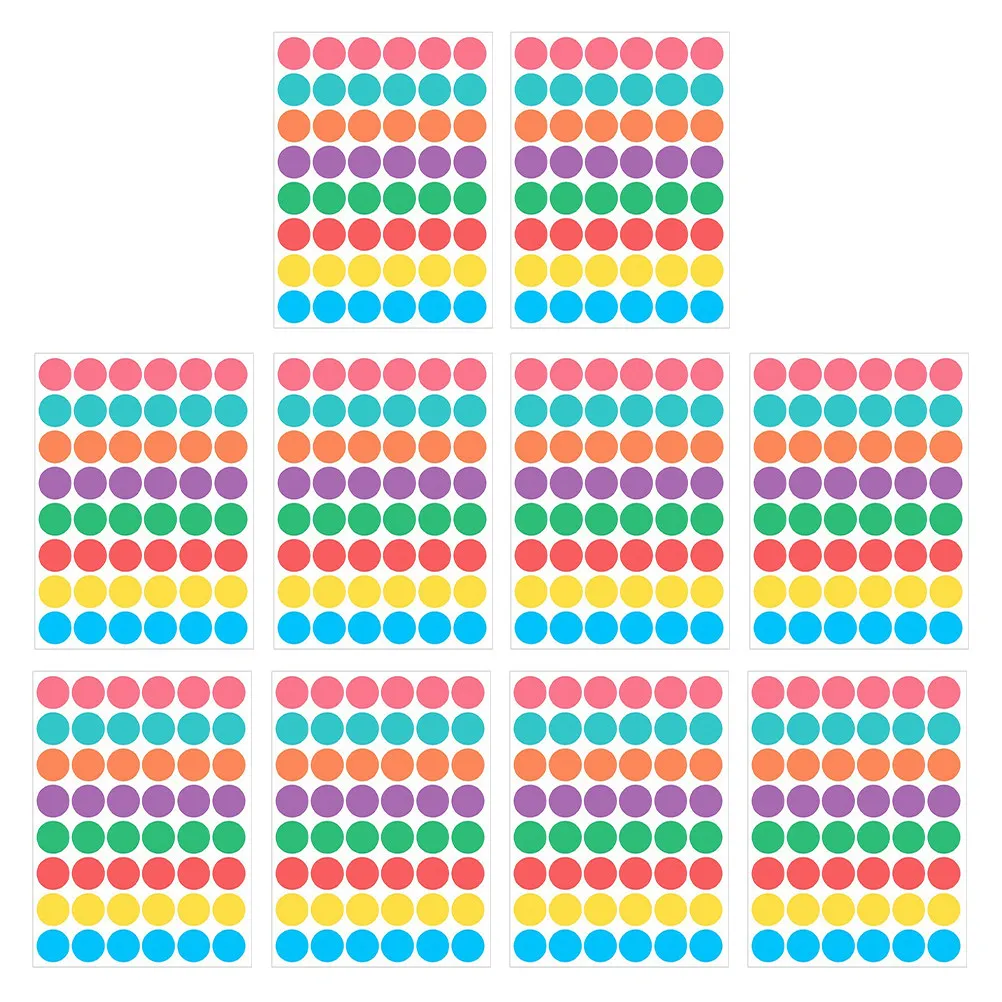 

10 листов круглых наклеек для записей, этикетки с точками для печати, самоклеящиеся круглые стикеры для организации, классификации и запечатывания
