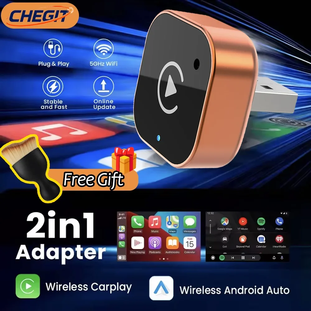 

Подарок: Беспроводной адаптер Mini CarPlay и Android Auto 2026, адаптер Type-C, интеллектуальная система AI Smart Box, USB-C для проводного CarPlay For VW Toyota Nissan Honda Kia Opel MG