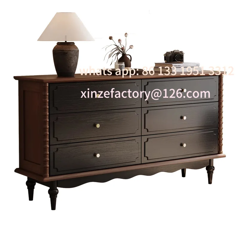 

Customizable Retro solid wood chest, living room drawer cabinet, dining side cabinet, household bedroom wall storage cabinet, be