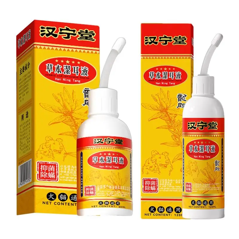 60/120ml Pet Ear Drops For Infections Control Ear Mites And Ear Wax Itching Ear Cleaner Mild Formula Itching Relief Liquid Care