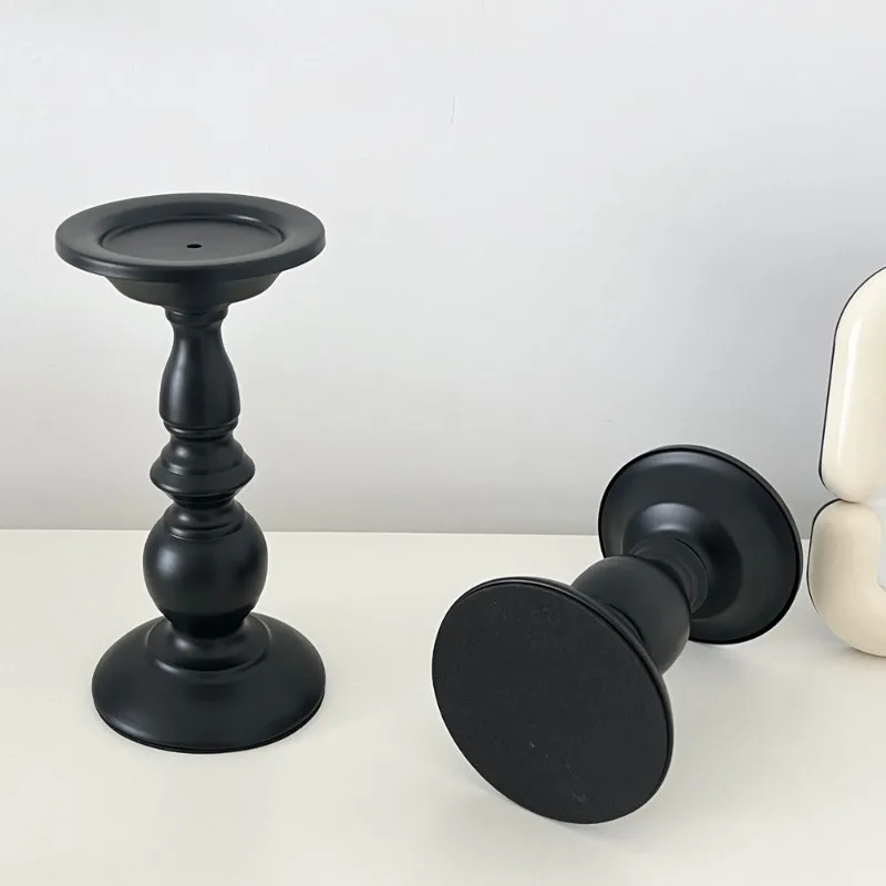 Simple Retro Black Iron Candle Holder Dinner Decoration Rack Dining Table Decoration Rack Romantic