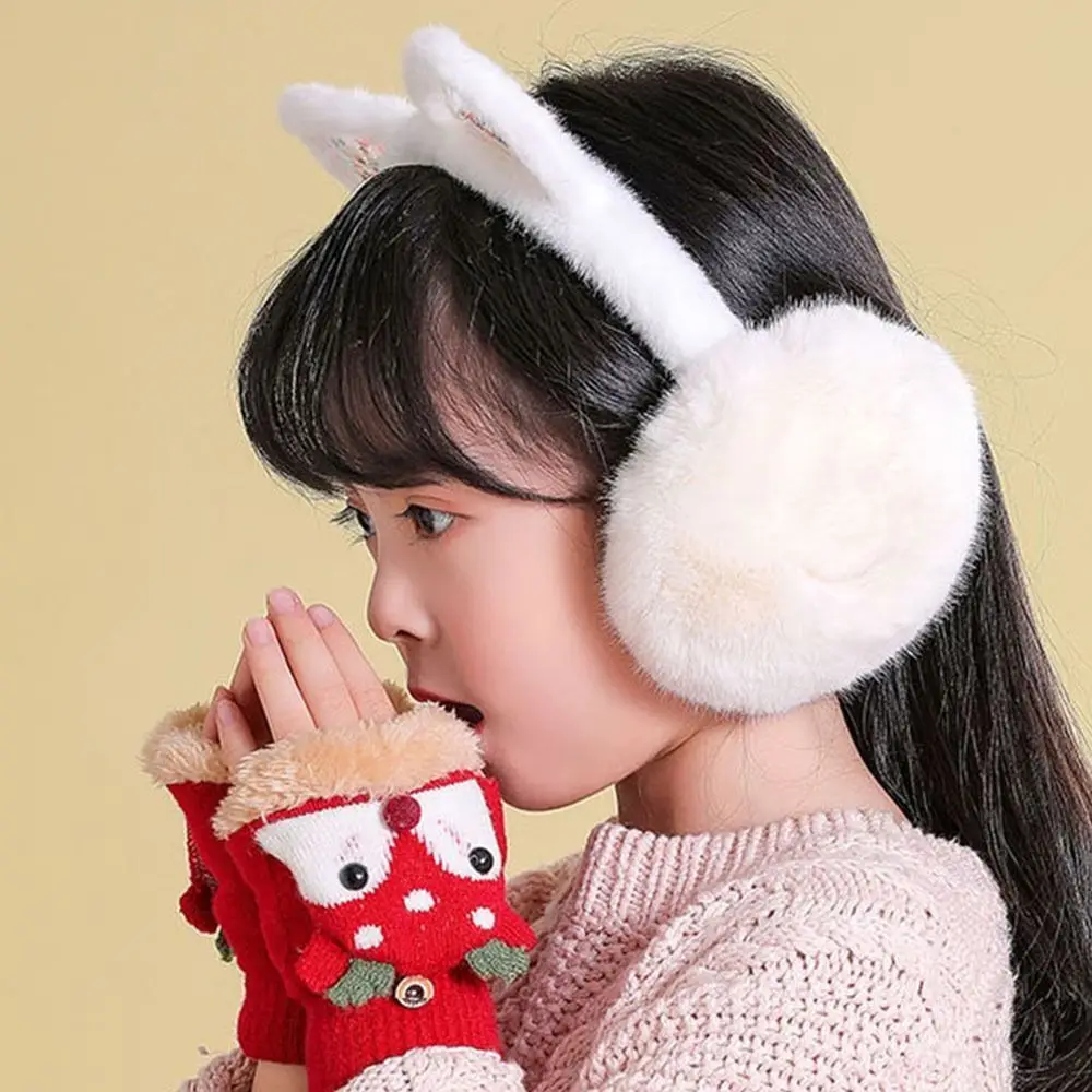 

Cartoon Children Flip Cover Gloves Winter Mittens Warm Reindeer Gloves Korean Style Thicken Half Finger Knitted Gloves Winter