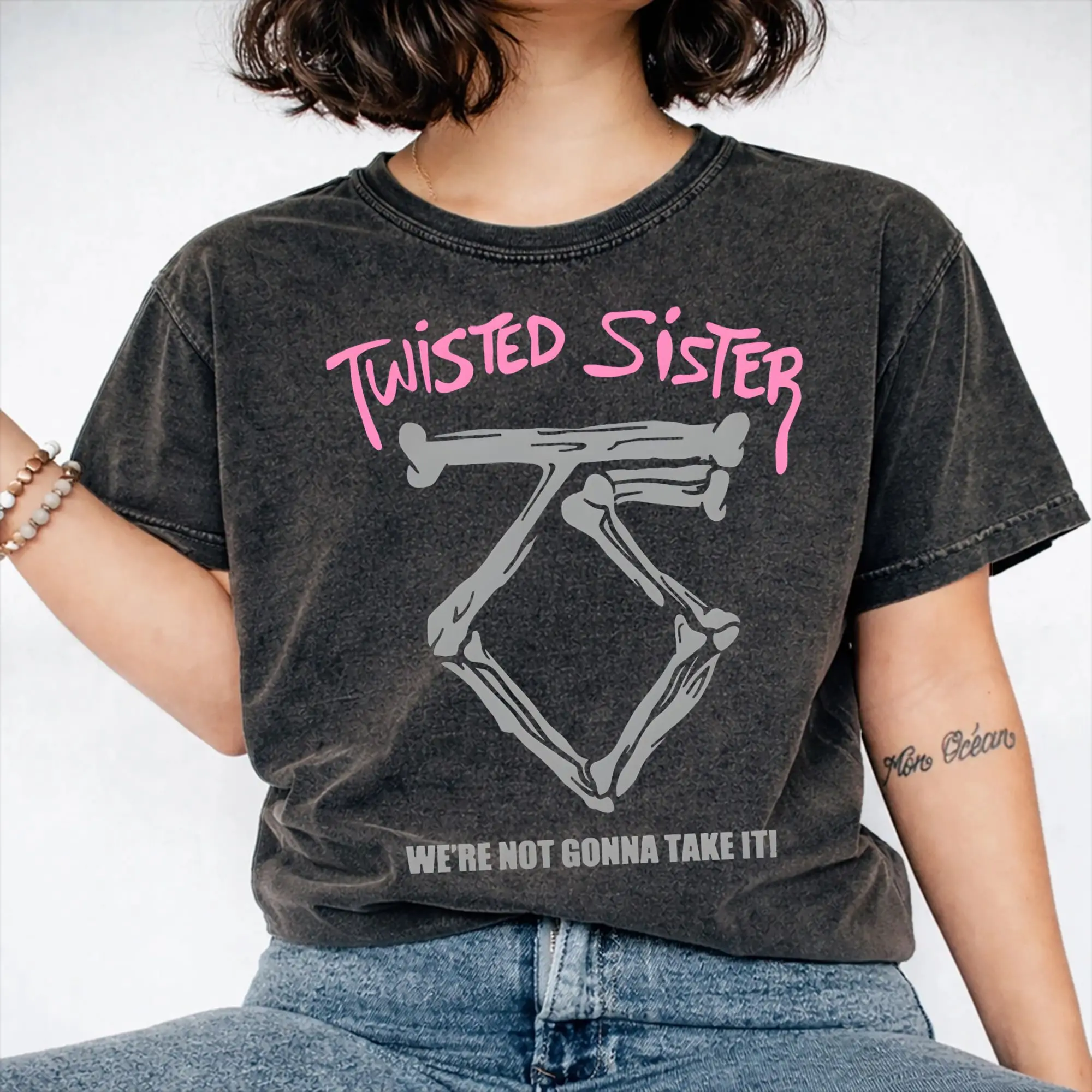 Twisted Sisters metal band Outfit Washed T Shirts for Men Women Streetwear Hip Hop T-Shirt Summer  Tees Cotton