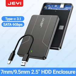 JEYI 외장 하드 드라이브 인클로저, 2.5 인치 C 타입 3.1 SATA III, 7mm 및 9.5mm SATA HDD SSD 도구 무료, UASP 지원