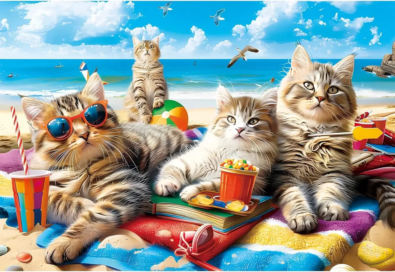 Cute Kittens Baking Kitchen Jigsaw Puzzle 1000 300 Pieces Funny Animal Activity for Kids Early Education Birthday Present