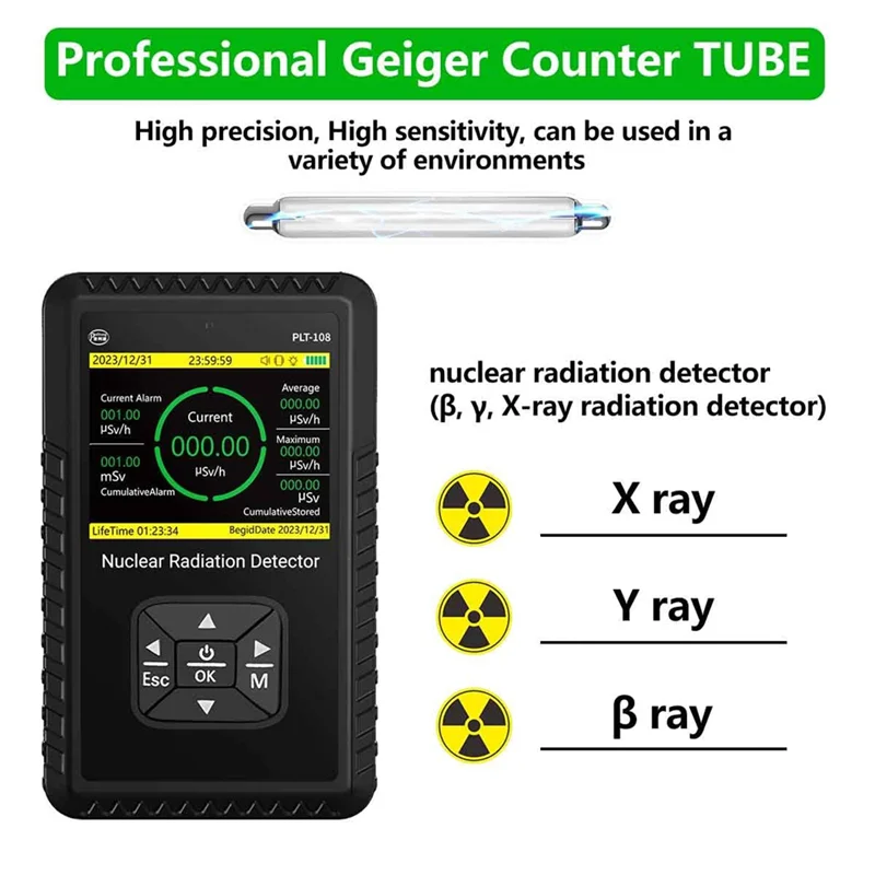 Rilevatore di radiazioni nucleari contatore APPLIA-Geiger - Misuratore portatile di radiazioni a raggi X Beta Gamma con display LCD