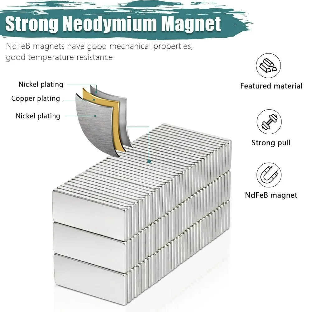 5-100 Pcs Super Powerful Block Magnet Neodymium Magnet NdfeB N35 Strong Permanent Magnetic imanes Refrigerator Magnet 20x10x2mm