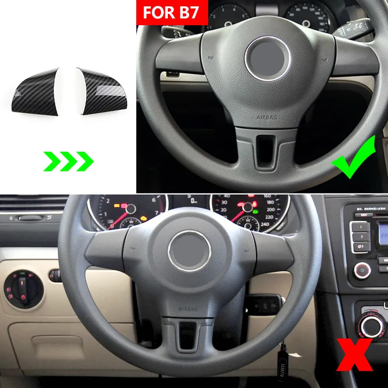 ABS Carbon Fiber Texture Steering Wheel Panel Cover Trim For VW Golf 6 MK6 Passat B7 Jetta Sharan Eos CC Caddy Touran