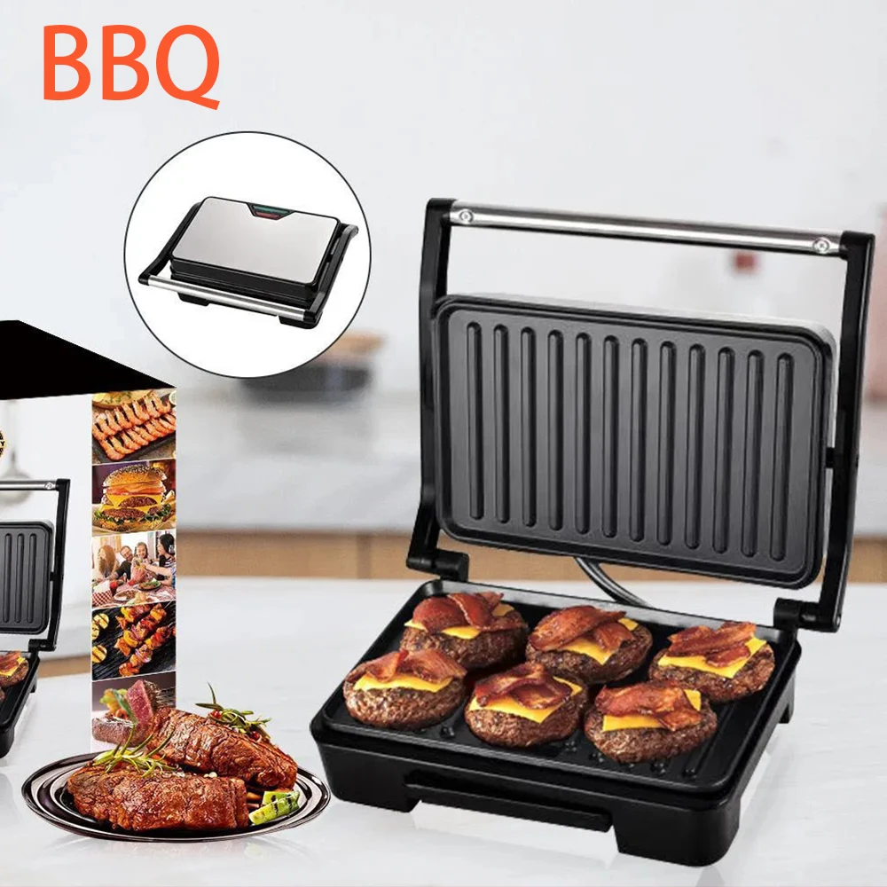 Barbecue machine Steak BBQ European and American sandwich Waffle Heating electric baking pan bread light food machine