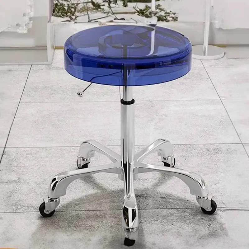 Taburete acrílico nórdico para peluquería, salón de belleza con ruedas para silla giratoria, manicura y barbería