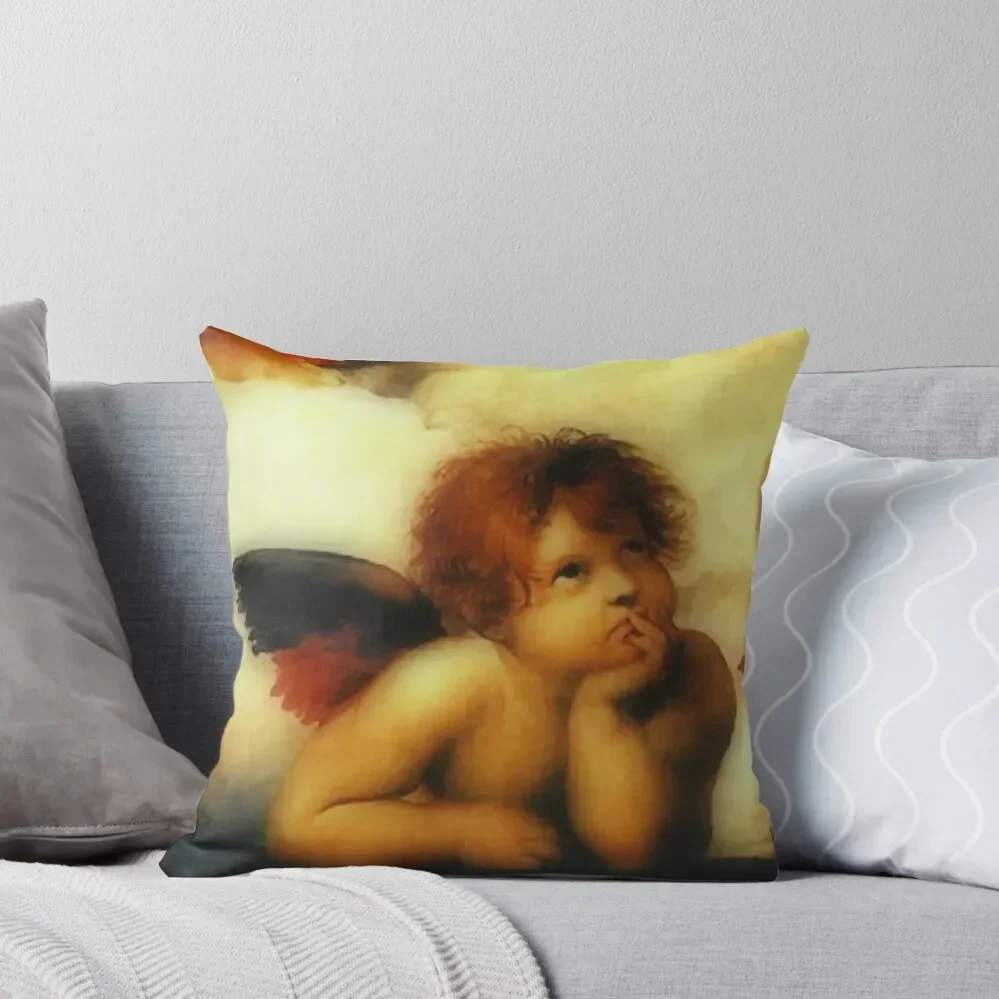 

Raffaello Sanzio da Urbino Sistine Madonna(angel 1), 1513-1514. Throw Pillow pillow cover luxury Pillow Cases