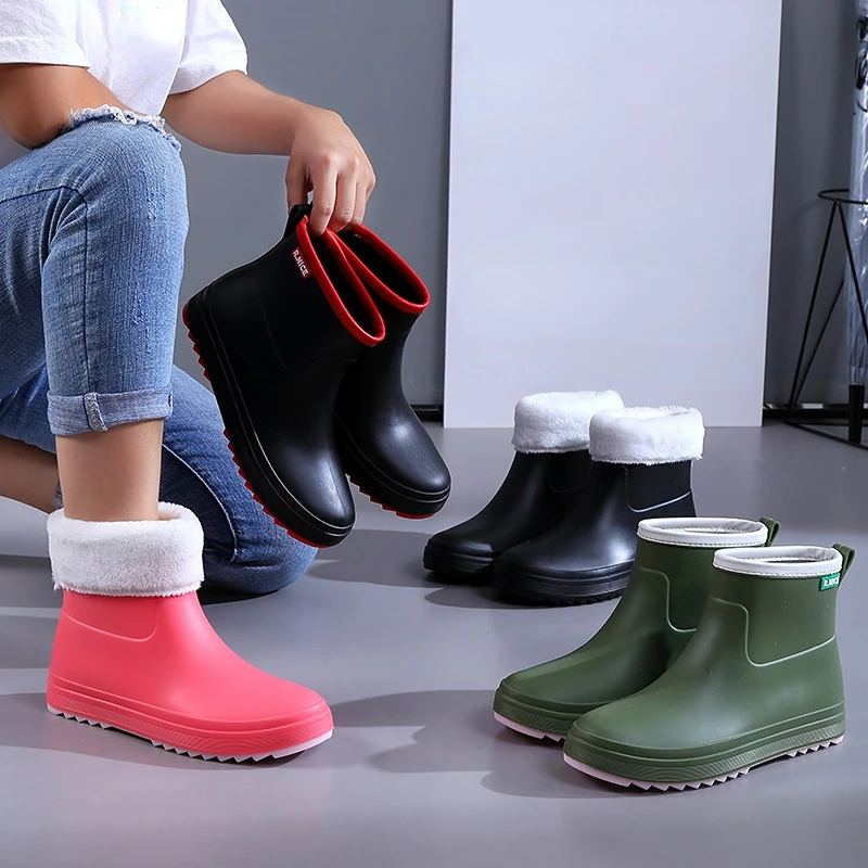 Rain Boots Women Waterproof Rubber Shoes Fashion Ankle Garden Galoshes Woman Work Rain Shoes Footwear Gumboots Botas Femininas