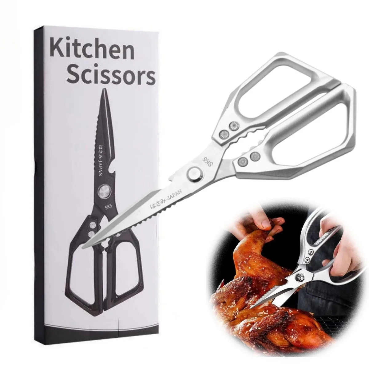 

Kitchen Scissors Multi-functional Stainless Steel Household Scissors for Cutting Chicken and Fish Special Shears