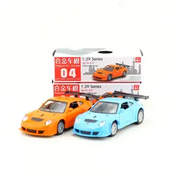 Diecast Metal Toy Model 1:39 Porsche 911 GT3 RSR Racing Car Pull Back Doors Openable Educational Collection Gift Kid Match Box