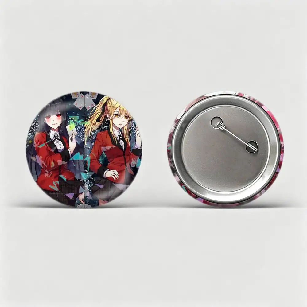 K-Kakegurui Anime Custom Tinplate Round Button Badges Pins Brooches for Clothes Backpack