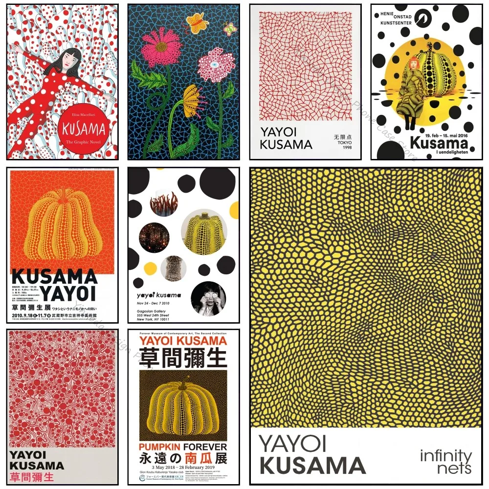 1 szt. Dyni Yayoi Kusama plakat kwiatowy dobrej jakości nadruki w stylu Vintage dom Bar wystrój kawiarni sztuka estetyczna malowanie ścian