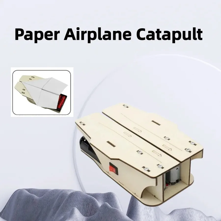 DIY Papierflugzeug-Katapult Wissenschaftsspielzeug Technologie STEM Experimentier-Set Lernspielzeug Holzpuzzle-Spiele für Kinder