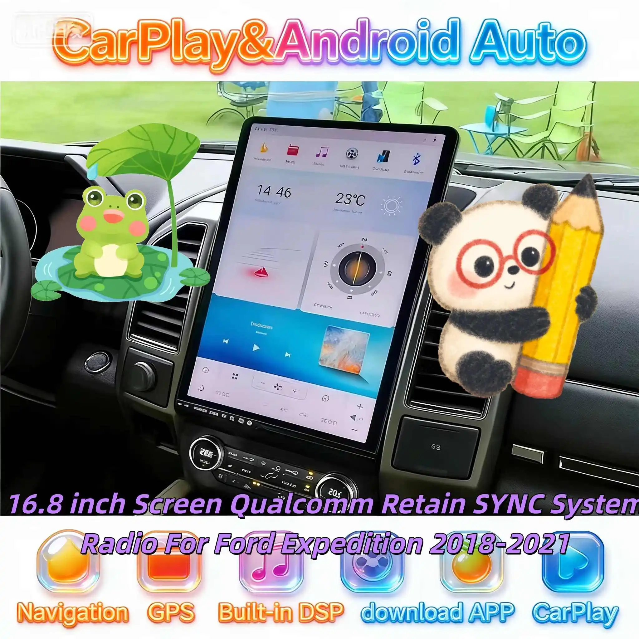 

Беспроводное радио Qualcomm CarPlay для Ford Expedition 2018 2019 2020 2021 2022 2023 2024, Android GPS-навигация, автомобильный DSP 4G