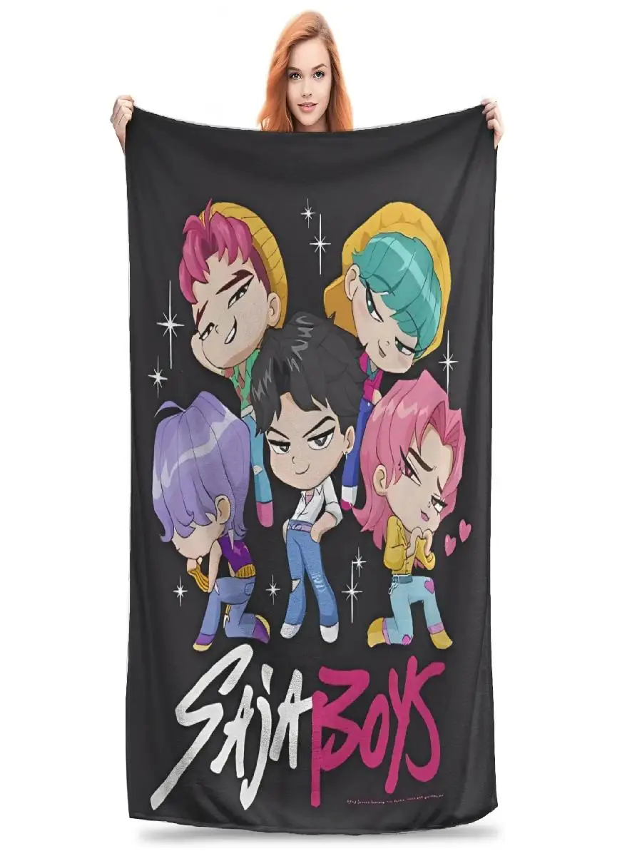 ساجا بنين الصودا البوب سوبر الدافئة أفخم رمي بطانية Kpop موضوع شيطان هنتر للأطفال الكبار غرفة نوم الفانيلا غطاء المفرش