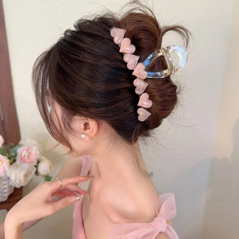 

New Hair Clip Acrylic Jelly Colour Simple Large Love Grab Clip Fashion Temperament Sweet Out Hundred Hair Accessories Women