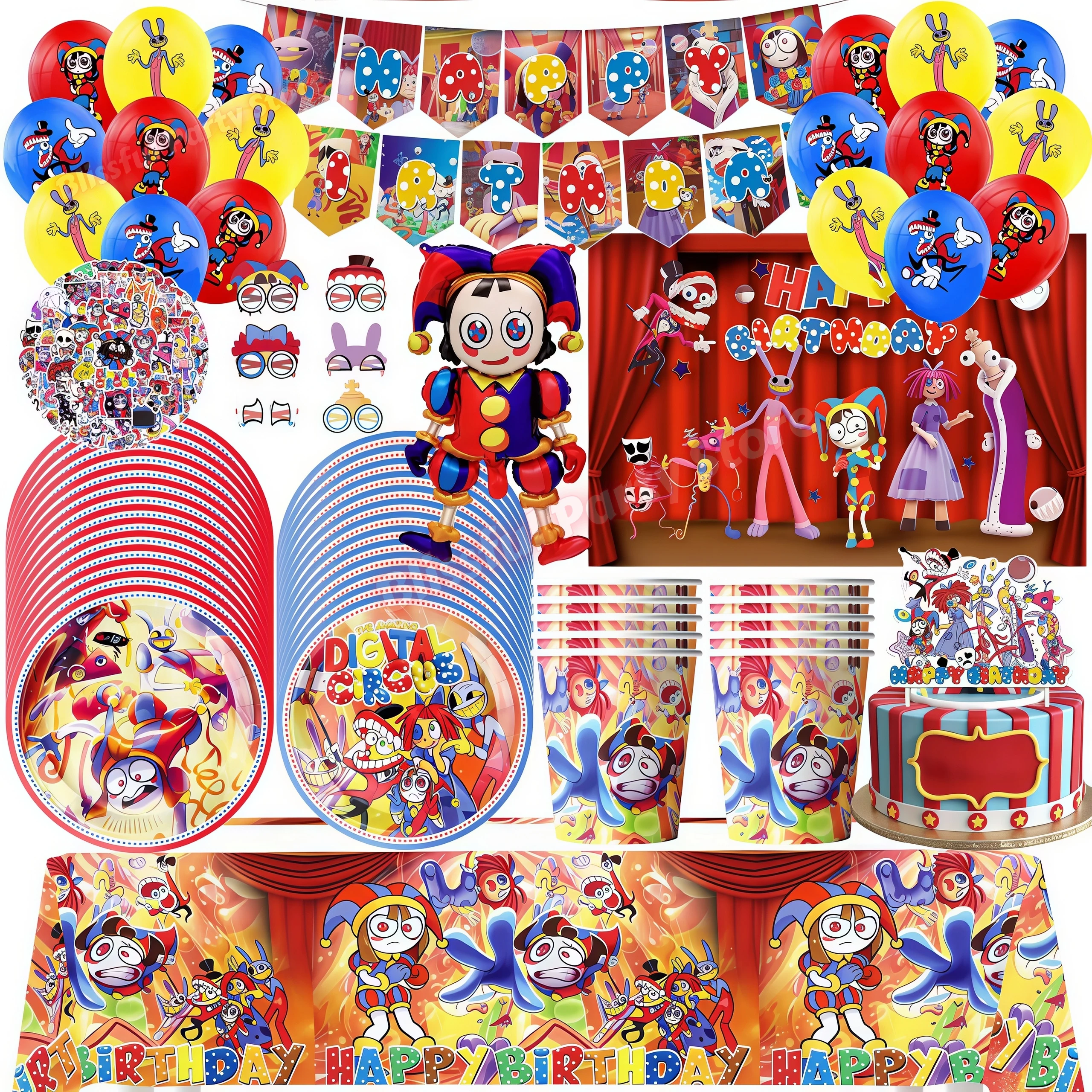 Decorações de Aniversário Incríveis, Utensílios de Mesa Digitais de Circo, Pratos, Copos e Guardanapos para Festa Infantil, Acessórios para Fotos, Suprimentos para Chá de Bebê