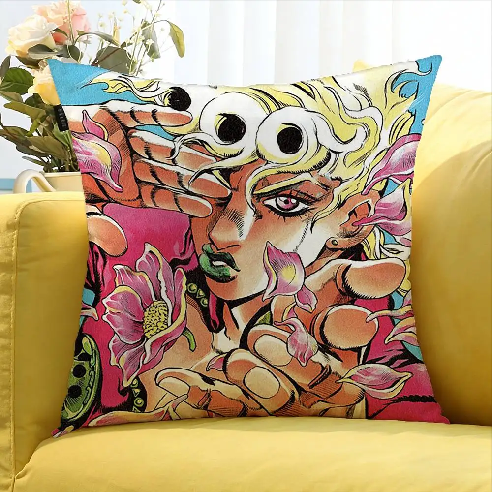 JOJO G-Giorno Giovanna  Various Sizes Square Pillow Case For Car Home Bedchamber Decor