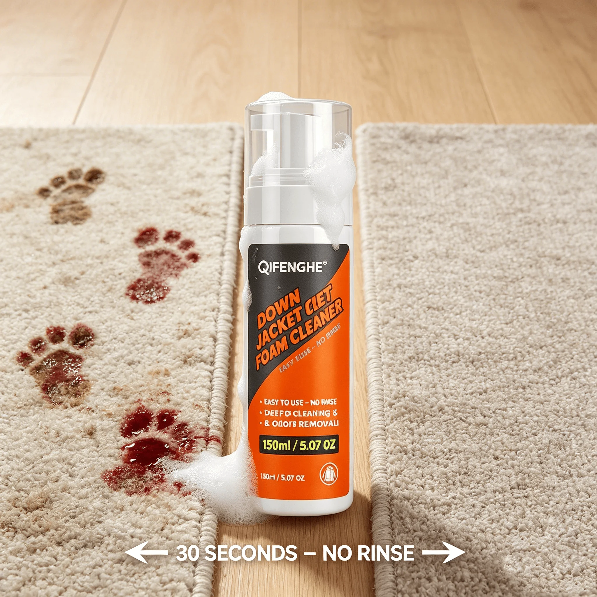 Down Jacket Foam Cleaner 150ml, No-Rinse Deep Stain Foam, Protects Down & Loft, Portable Gentl