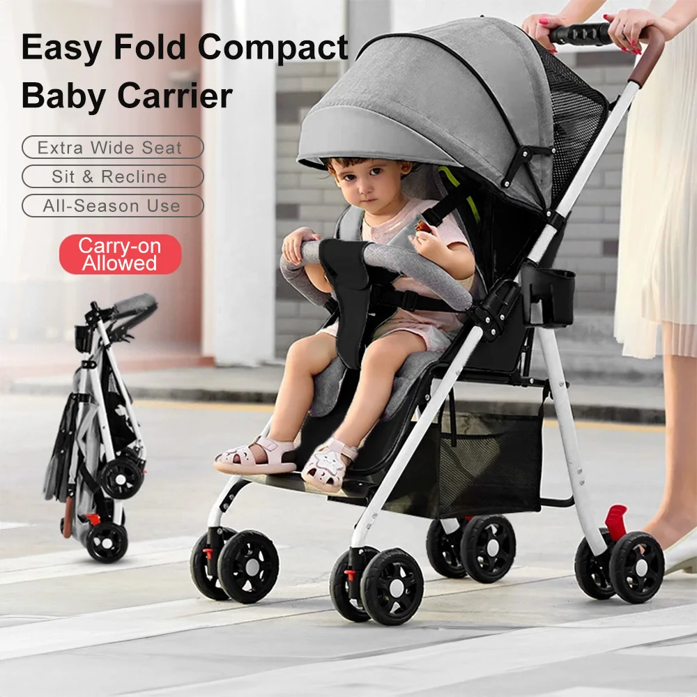 Kinderwagen Baby bis 25 kg voll verstellbare Liegeposition leichtes Stahlrohr Gestell kompakt faltbar klappbar für Neugeborene Reise Buggy unterwegs
