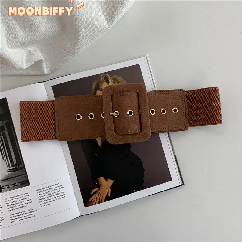 Suede Belts for Womens Belt  Elastic Lady Clothes Korean Style Buckle Elastic Wide Belt All-match Clothes Decor 2022