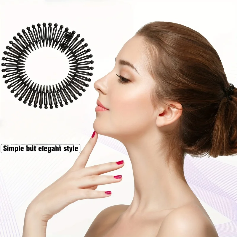 3pcs Elastic Hair Comb For Styling, Invisible Split End And Bangs Fixing Spring Comb, Women'S Fashion Hair Accessory