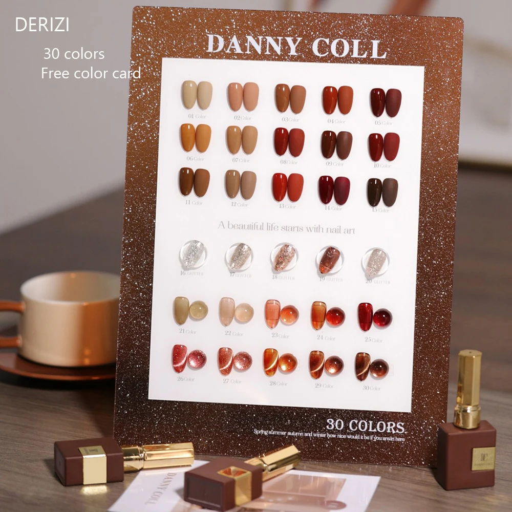 30pcs Brown Coffee Color Gel Nail Polish Set Glitter Semi Permanent UV Gel Chocolate Autumn Winter Nail Art Gel Varnish 15ml