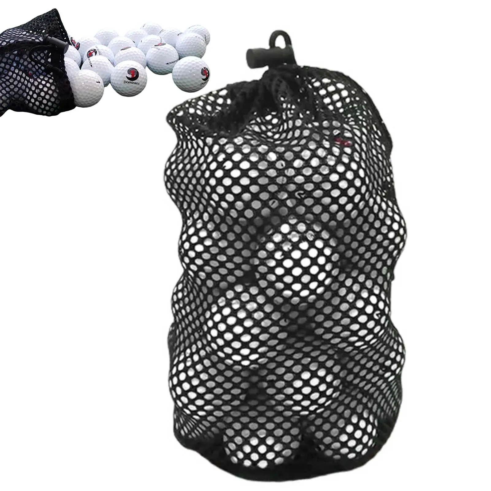 Black Golf Ball Pouch Bag with Durable Nylon Material Sports Mesh Net Bag Suitable for Outdoor Gyms Travel