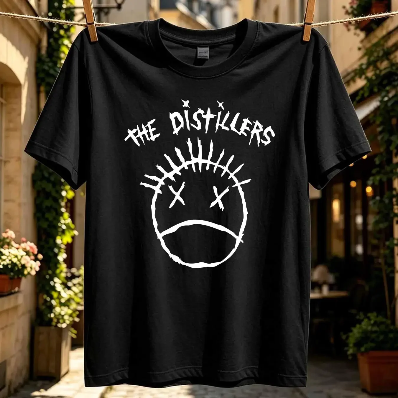 washed T Shirt HOT The Distillers rock band logo Black All sizes S 5Xl Q1369 vintage Washed homme Unisex designer clothes