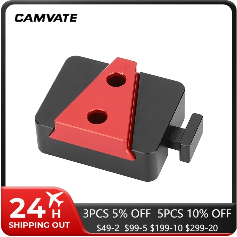 CAMVATE V-Lock Quick Release Base Station and Wedge Kit With 1/4 Mounting Threads Holes For Camera Cage Rig Battery Accessory