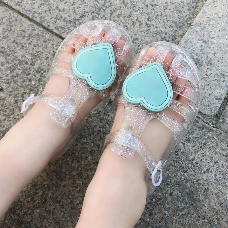 Fashion Girl Sandals Summer New Heart Shaped Jelly Kid Shoe Cute Casual Shoes Anti Slip Beach Shoe Girl Shoe Women Sandals