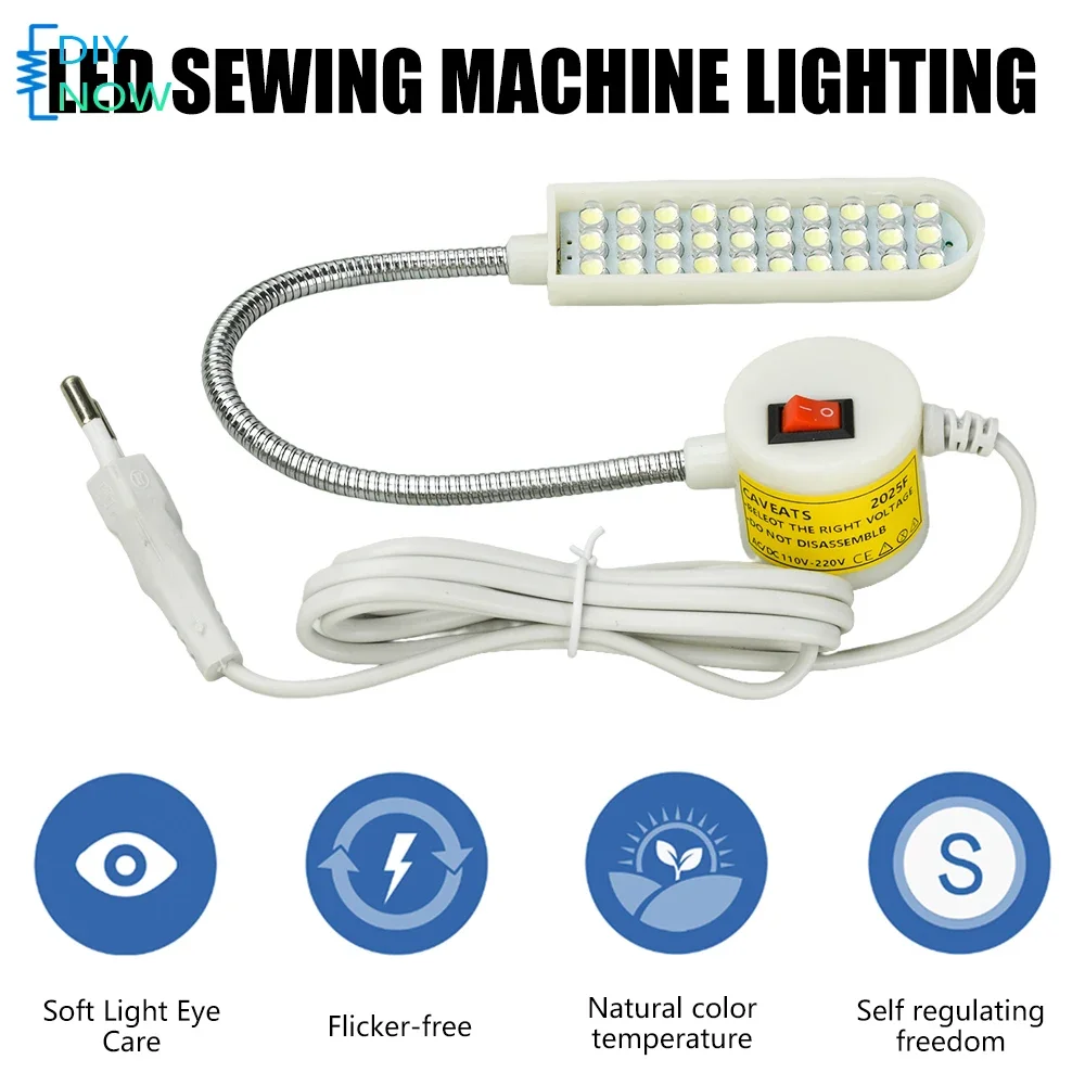 30 LED Industrial Sewing Machine Lighting Lamp Clothing Magnetic Base Work Light 360° Folding Gooseneck Industrial Lights